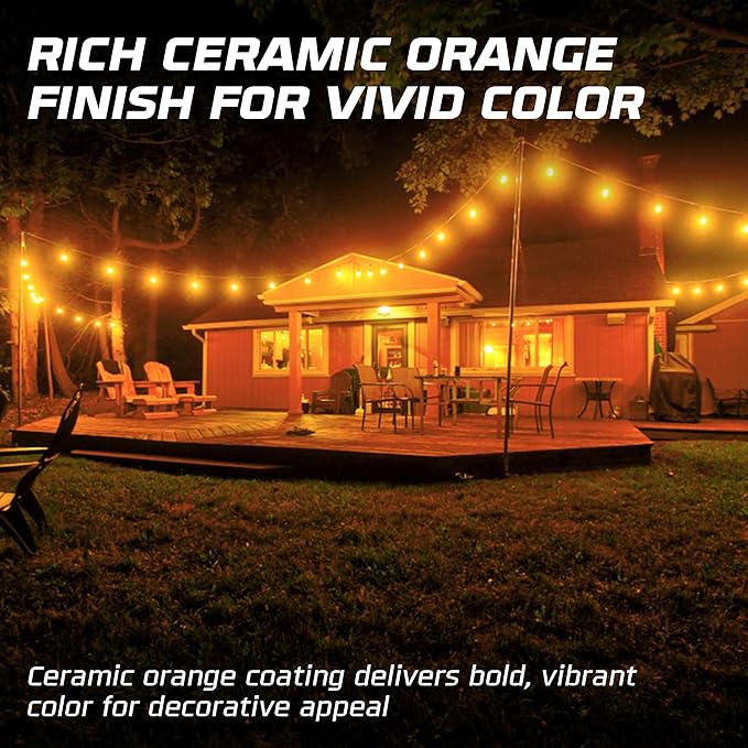 OHLECTRIC 10 Pack - S11 Ceramic Orange Night Bulbs | Dimmable | 7.5W Incandescent Light Bulb with E26 Medium Base | 40 Lumens Brightness | 2700K Warm White Light for Home Illumination