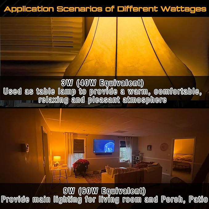 A19 Amber Sleep Light Bulbs, 1800K Warm Light Bulb 60W Equivalent, Blue Light Blocking, 9W 800lm, E26 Bright Amber Light Bulb for Healthy Sleep, Bedroom, Porch, Patio Lighting, Non-Dimmable, 2 pack