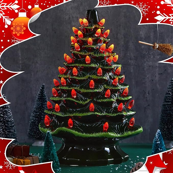 Boao 120 Pcs Ceramic Christmas Tree Replacement Lights Clear Plastic Flame Peg Bulbs Accessories for Ceramic Christmas Trees and DIY Projects(Red,Medium)