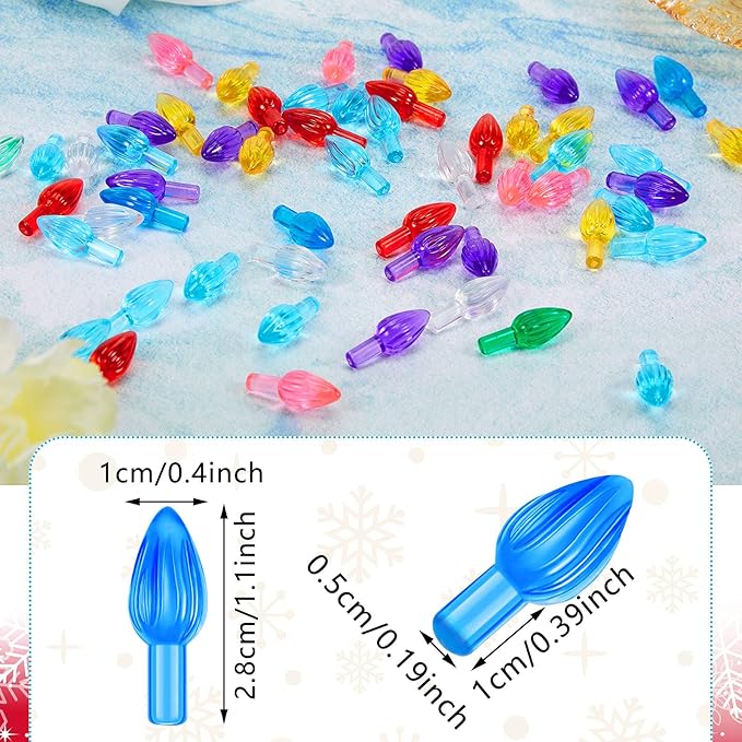Riakrum 270 Pieces Ceramic Christmas Tree Bulb Christmas Tree Replacement Lights Assorted Colors Plastic Ornaments Bulbs Ornaments for Decorations