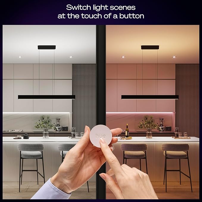 PHILIPS Hue Wireless Smart Light Switch Button, White, 1 Pack, Portable and Battery Powered, Smart Home Control, Requires Hue Bridge, Easy, No-Wire Installation