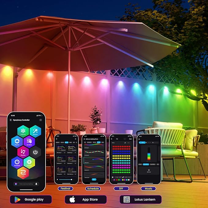 Fitop Permanent Outdoor Lights, 50FT RGB Smart Eaves Light for House, IP67 Waterproof LED Strip Light, Extendable Outdoor Decor Lights, Music Sync, App/Remote Control, Compatible with Alexa/Google