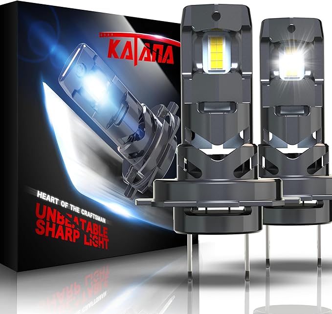 Katana H7 Light Bulbs,No Adapter Required 400% Brightness 6500K White Non-polarity Plug and Play Mini Size Fog Bulb of 2