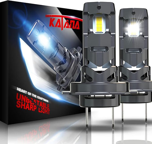 Katana H7 Light Bulbs,No Adapter Required 400% Brightness 6500K White Non-polarity Plug and Play Mini Size Fog Bulb of 2