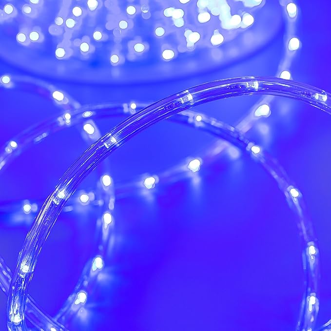 Waterproof LED Rope Lights, Connectable & Flexible with 8 Modes, Outdoor Lighting for Deck, Garden, Pool, Patio & Christmas Decor (Blue, 20ft)
