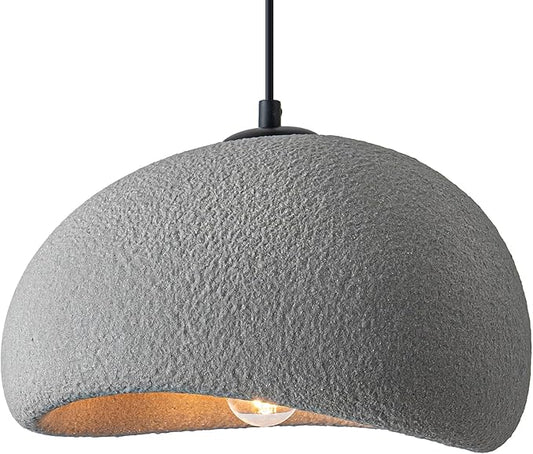 11.8 inch Wabi Sabi Pendant Light Modern Japanese Ceiling Fixture for Dining Room Kitchen Island Hallway, Gray E26 Base Hanging Lamp (30cm/11.8in)