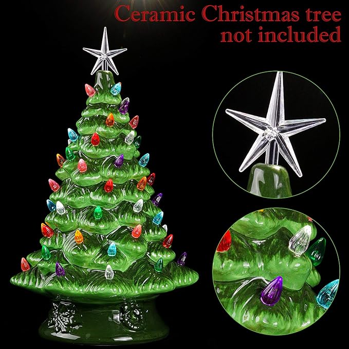 201 Pieces Plastic Ceramic Christmas Tree Lights Replacement Tree Bulbs for Christmas Ornaments, Light and Star Shape