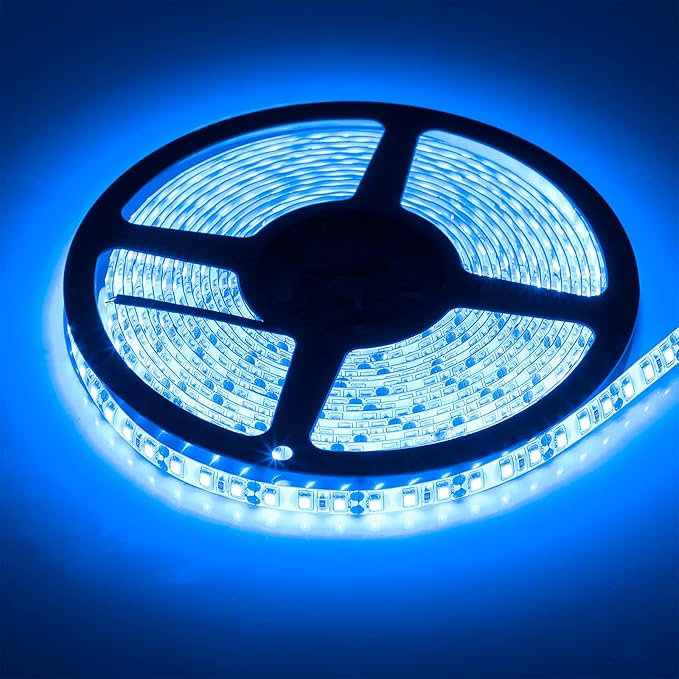 SUPERNIGHT 600 LEDs Blue Strip Light, 16.4FT Waterproof Flexible Rope Lights, 12V Blue Tape Lights for Bedroom, Mirror, Kitchen, Boat, Party, Holiday Decoration