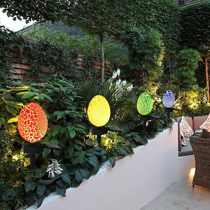 Easter Egg Lights Outdoor, Waterproof Solar Garden Lights for Easter Decorations, Garden Layout Night Light Wall Lamps Easter Ambient Light Decor for Courtyard Patio Yard Pathway Lawn Office (B)