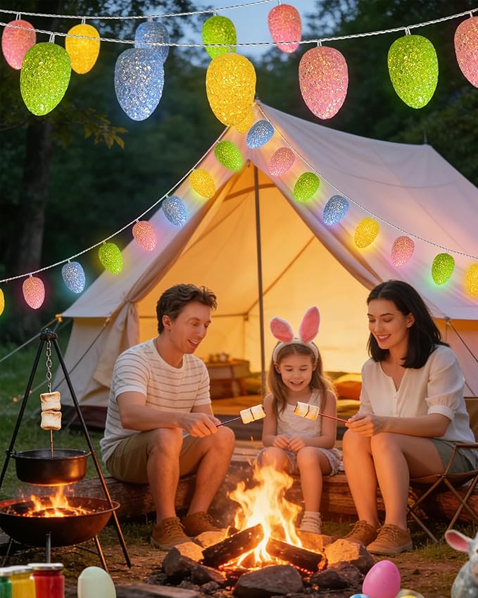 Easter Egg Lights String 6.8FT 10 LED Pastel Egg Light Shatterproof with Timer, Indoor Outdoor Easter Lights Battery Operated String Light for Home Tree Office Bedroom Patio Spring Themed Party Decor