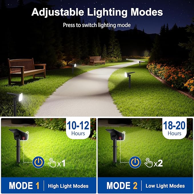 LETMY New Upgrade Solar Spot Lights Outdoor Waterproof with Bigger LED, 6 Pack Auto ON/Off Solar Lights Outdoor, 2-in-1 Wall Lights & 2 Modes Landscape Spotlights for Tree Yard Pathway Garden Decor