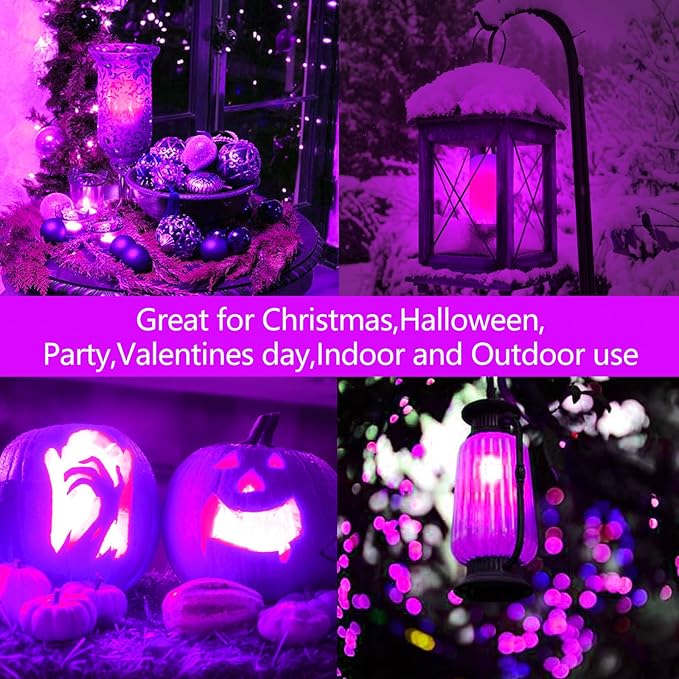 Bitrue LED Flame Bulbs, 4 Modes Purple Flame Effect Light Bulbs, E26 Base Fire Light Bulb with Gravity Sensor, Flickering Light Bulbs for Hallowee Home Decor (Purple 2 Pack)
