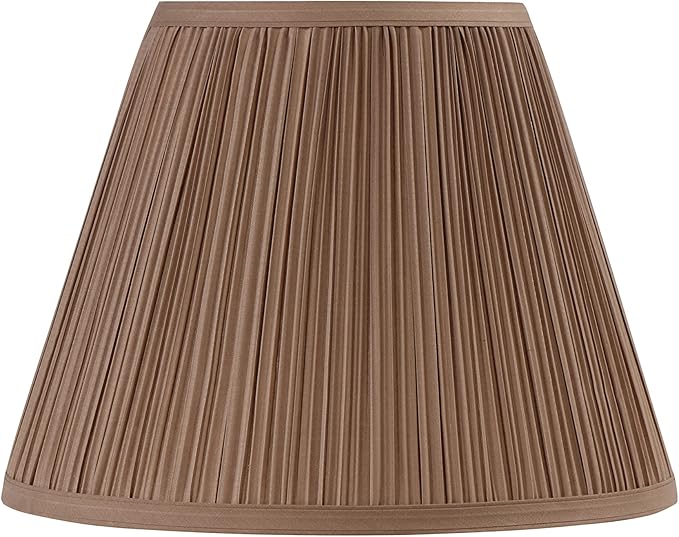 Aspen Creative 32072, Hardback Empire Transitional Spider Lamp Shade, Mushroom Pleated Sienna Brown, 7" Top x 13" Bottom x 10" Slant