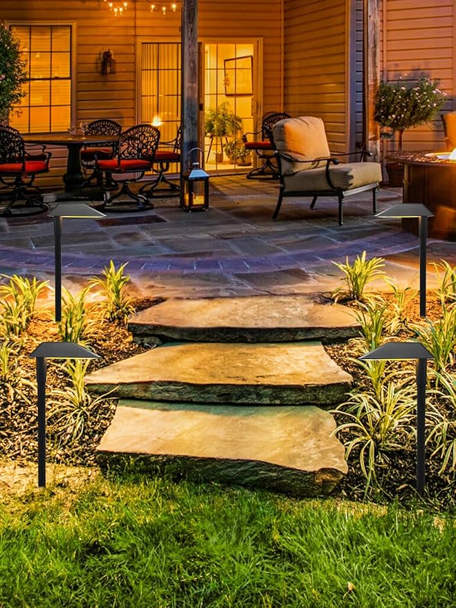 5W Low Voltage Landscape Pathway Lights with Connectors,12-24V Outdoor Path Lights, 3000K Wired Landscape Lights for Yard Garden Walkway, IP66 Waterproof（8Pack）