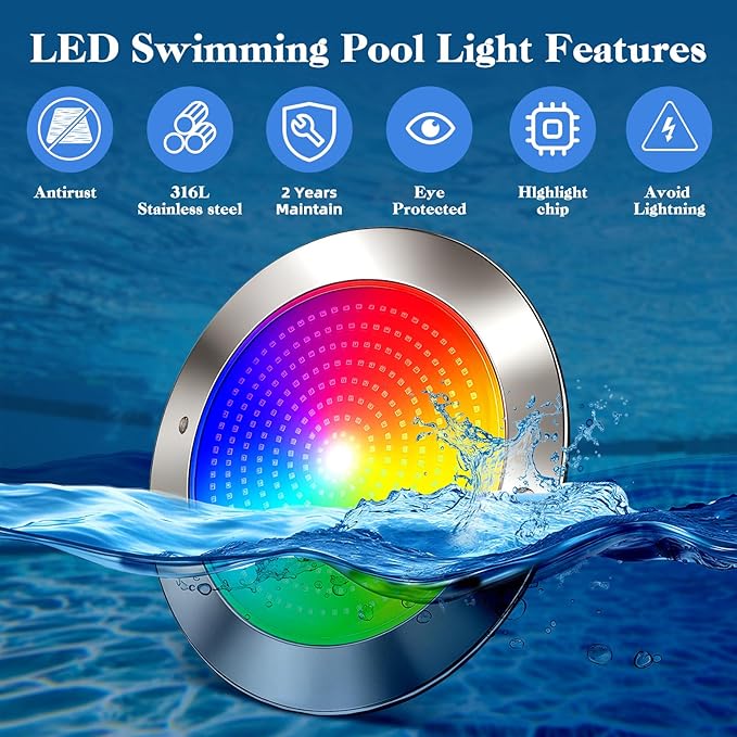 LED Pool Lights for Inground Pool with 3 Control Way (App/Remote/Manual Controller), 54W 10 Inch Color Changing Underwater Swimming Pool Light for 10" Large Wet Niches - 120FT