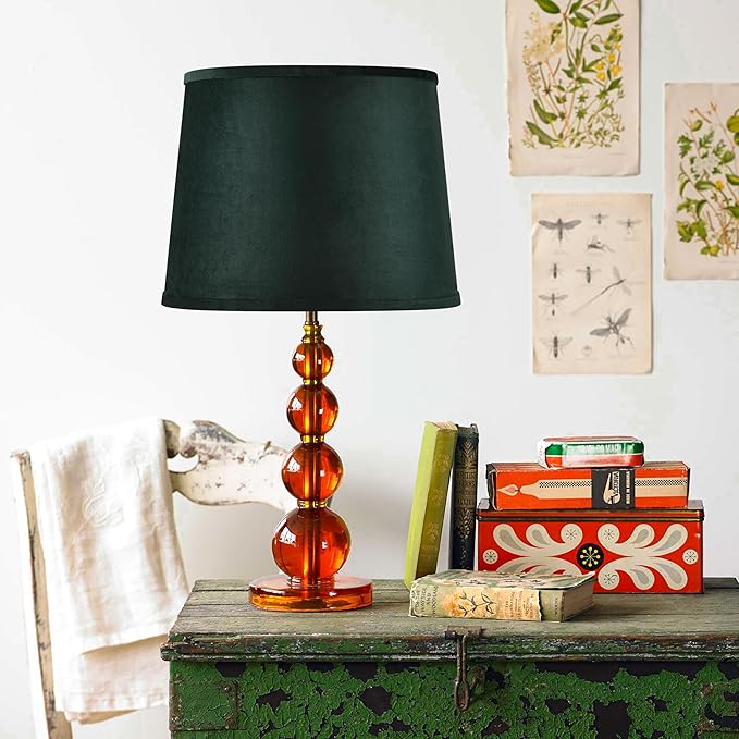 Green Fabric Lamp Shades Set of 2 Medium Lamp Shade-11×13×10 Inch, Lampshades fit with Spider for Table Lamps, Floor Replacement, Modern Farmhouse Lamp Shades，By GO&SO Hardback