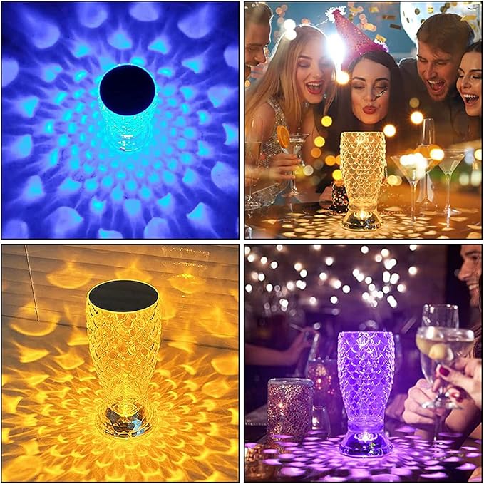 MIFXIN Crystal Table Lamp RGB 16 Colors Changing Remote Control Touch Diamond Lamp USB Charging Decorative Acrylic Led Bedside Light Desk Lamp for Bedroom Living Room Kids Room (Fish Scale)