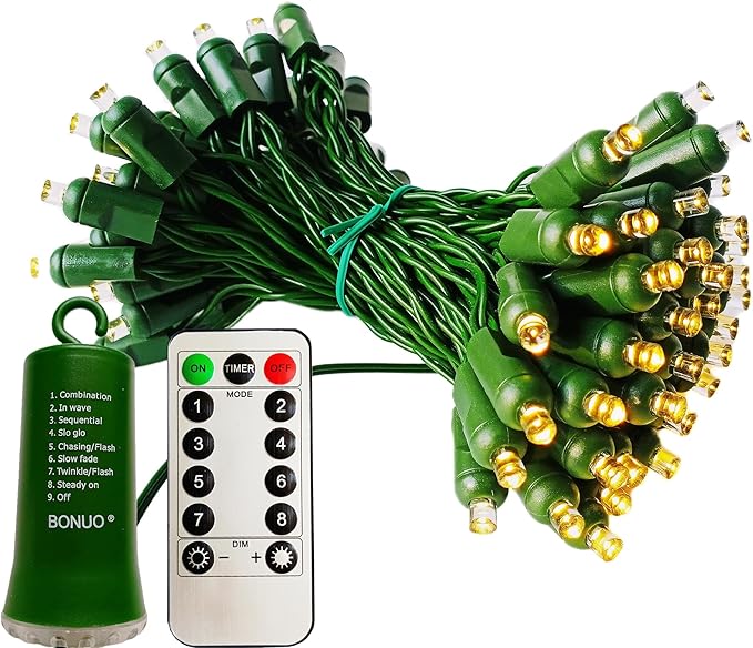 Battery Operated Christmas Lights, 16FT 50 LED 5mm Wide Angle String Lights with Remote Timer 8 Modes Waterproof for Indoor Outdoor Tree Garden Wreath Xmas Decor (Warm White)