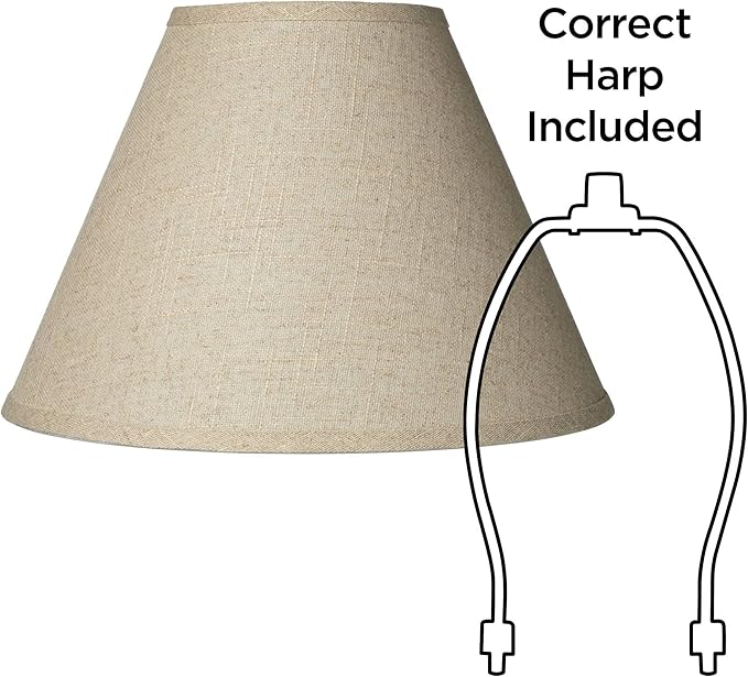Fine Burlap Large Empire Lamp Shade 6.5" Top x 15" Bottom x 10" High x 10.75" Slant (Spider) Replacement with Harp and Finial - Springcrest