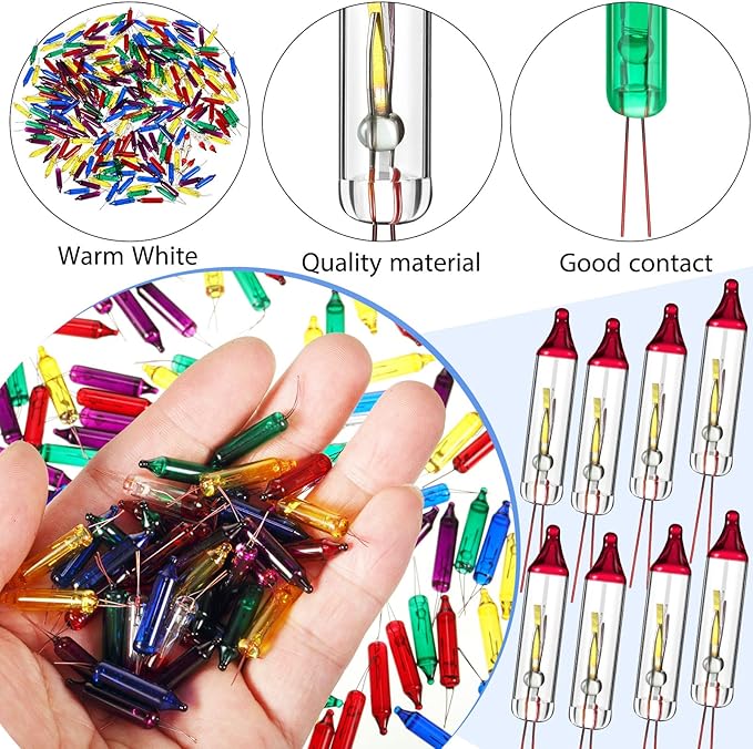 Ganeen Christmas Replacement Mini Incandescent String Light Bulbs Wire Flasher Bulbs 2.5 V 3.5 V Incandescent Flasher Bulbs, Christmas Lights Decor for Home Bedroom Xmas Tree(Multicolor, 248 Pcs)