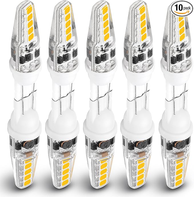 T5 T10 Wedge Base LED Landscape Bulbs 12 Volt Low Voltage 2W 300lm, DC10-30V/AC12-24V 2700K Warm White for Outdoor Landscape Path Deck RV Camper Lights, 10 Pack