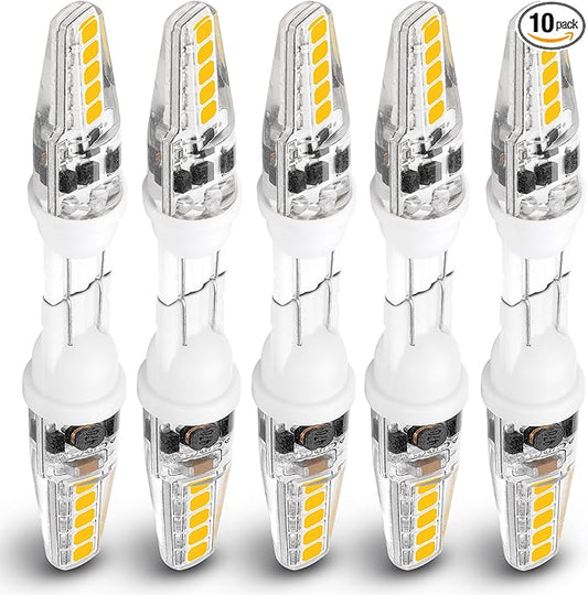 T5 T10 Wedge Base LED Landscape Bulbs 12 Volt Low Voltage 2W 300lm, DC10-30V/AC12-24V 2700K Warm White for Outdoor Landscape Path Deck RV Camper Lights, 10 Pack