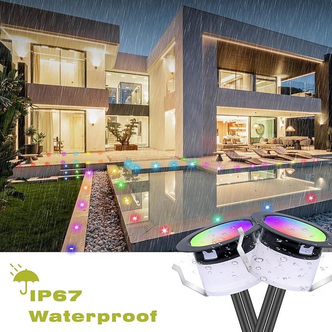 FVTLED Single Dynamic RGBW LED Deck Light, Φ1.22 Low Voltage RGBW Multi-Color Stainless Steel Waterproof Outdoor Step Lighting In-ground Landscape Pathway Patio Stair Decor Lamp(Black)