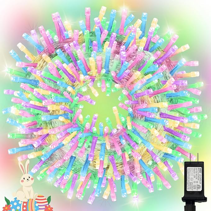 99ft Pastel Easter Lights String, Christmas Mini Light, 300 LED with 16 Light Modes, easter Fairy Lights Plug in for Outdoor Xmas Trees Garland Wreath Holiday Decorations(Green Warm Pink Blue Purple)