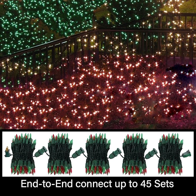 LAMPHOME 100 Mini LED Count Red and Green -String Lights - 21.6FT LED Christmas Lights, Mini led Lights for Outdoor Home Holiday Party Wedding Independence Day Decoration