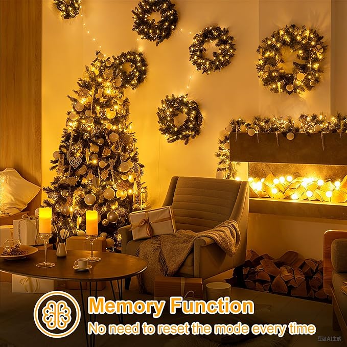 QITONG 500LED Warm White String Lights, 165ft Christmas Lights Outdoor Waterproof with Plug in, Green Wire Twinkle Lights Indoor wiht 8 Modes