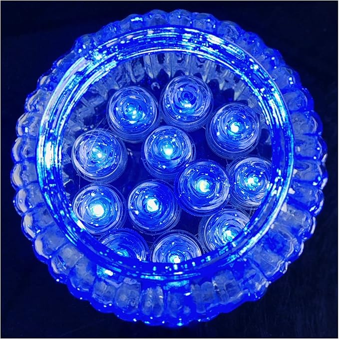Bright LED Battery Operated Flameless Tea Light, Submersible Tea Candle Waterproof Decorations Underwater Vase Light for Party & Wedding, Pack of 12 (Blue)
