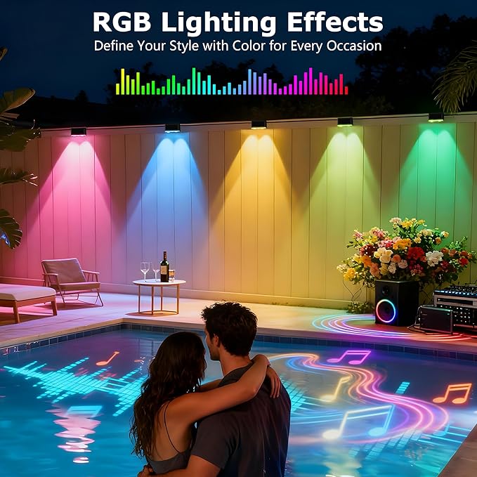 Outdoor Deck Lights, 24 Lights Smart Fence Lights Compatible with Alexa & Google Home, IP65 LED Patio Deck Lighting with Remote, Fence Lighting Music Sync for Patio Yard Garden(157.2ft)