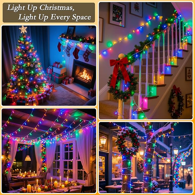 210FT 640 LED Christmas Tree Lights, Bright Warm White to Multicolor Outdoor Christmas String Lights for House, Fairy Lights with 11 Modes, Waterproof & Durable Indoor Outdoor Decor