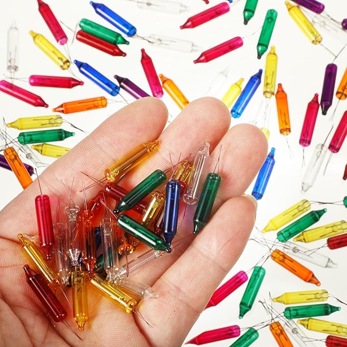 Mudder 500 Pcs Christmas Tree Replacement Light Bulbs 2.5v Christmas Light Bulbs Incandescent Xmas Decorative Replacement String Lights Outdoor Indoor(Multicolored)