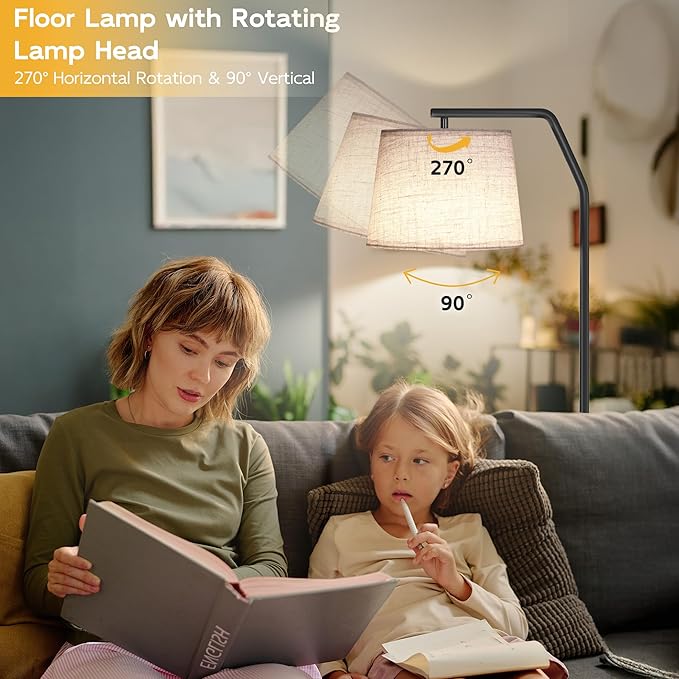 SUNMORY Floor Lamps for Living Room, Tall Standing Lamp with Romote Control & Stepless Dimmable Bulb, Modern Floor Lamp with Adjustable Lampshade, Arc Lamp for Bedroom Office