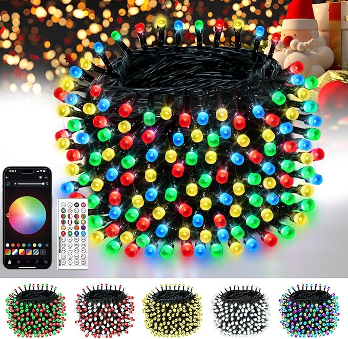 Smart Color Changing Christmas String Lights, 82FT 200LED App Control RGB LED String Lights with Remote & Timer, Waterproof Twinkle Christmas Tree Lights Indoor Outdoor Holiday Xmas Tree Decorations