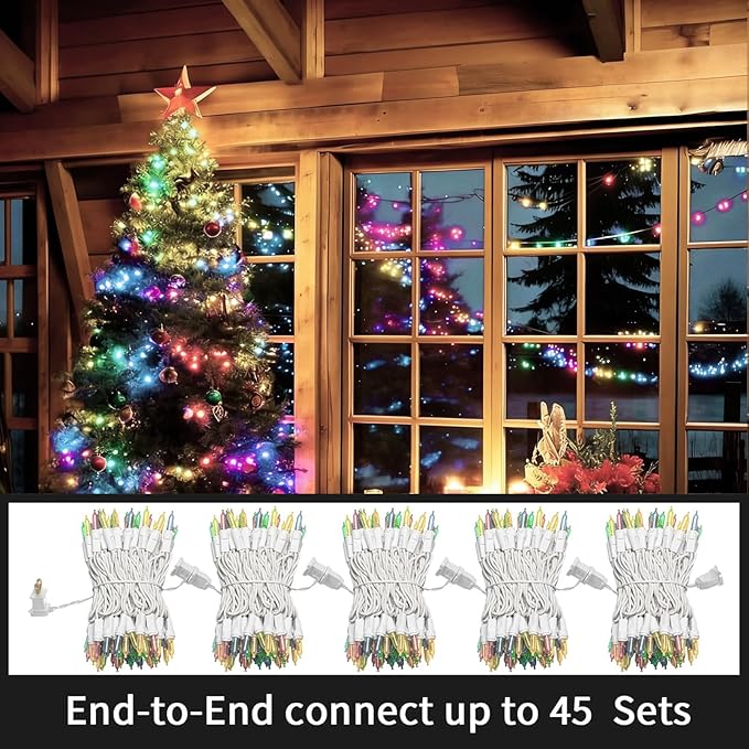 LAMPHOME 21.6ft 100 LED Easter String Lights, Plug-in Connectable Waterproof Outdoor Indoor Christmas Lights, White Wire Colorful Fairy Lights for Party Garden Decor