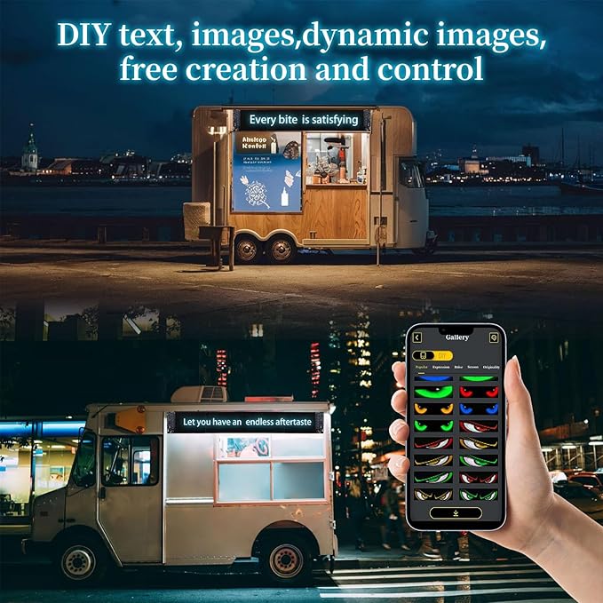 2Pcs Devil Eyes Light for Cars, 23.62inx4.72in Programmable LED Display for Car Windows - Flexible Waterproof Dynamic Eyes with Bluetooth App Control, Suitable for Cars and Trucks