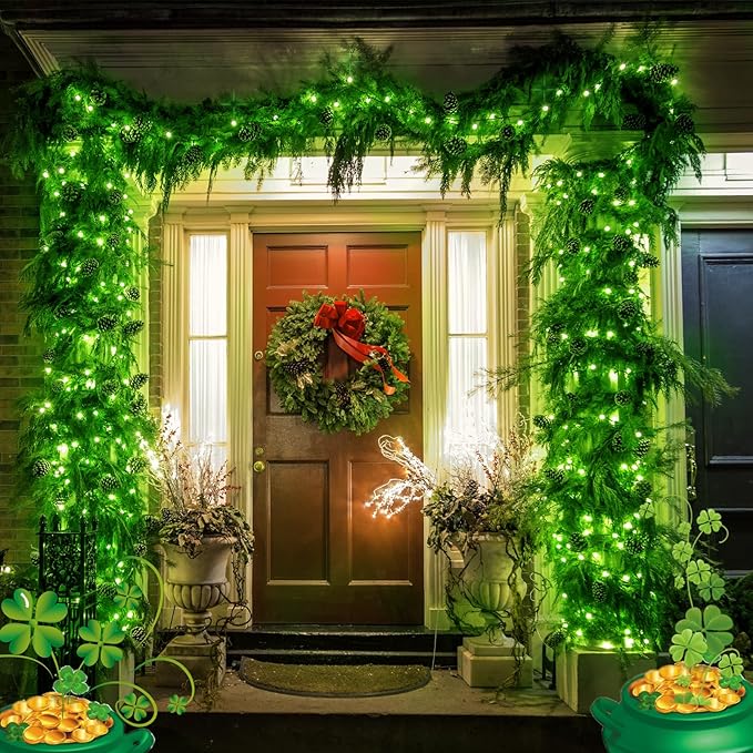 ILLUMINEW 300 Led Green Outdoor String Lights Waterproof St. Patrick's Day Decorations, 108 Ft Led Twinkle Lights for Bedroom, 8 Modes Plug in Fairy Lights for Christmas Room Decor