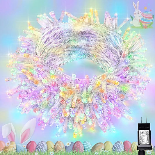Easter Lights, 66ft 200 LED 8 Modes Pastel String Lights, Waterproof & Plug in Connectable Twinkle Fairy Lights Outdoor & Indoor, Tree, Party, Wreath Bedroom Easter Decoration (Pastel Multicolor)