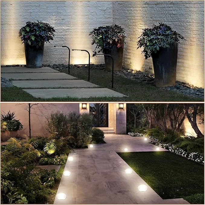 RGBW Warm White Low Voltage Landscape Lights 10W Color Adjustable LED Landscaping Lighting IP67 Waterproof Outdoor In-Ground Light 12V-24V Pathway Garden Deck Driveway Well Lights (2Pack)