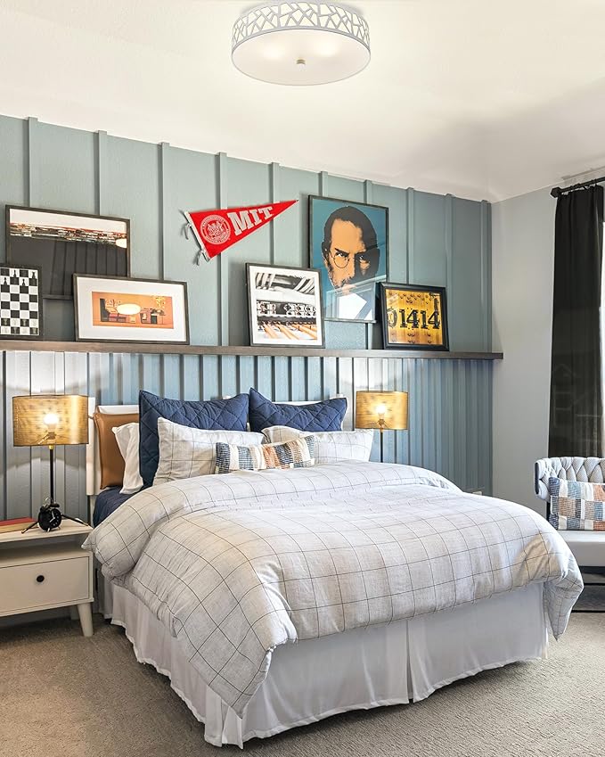 2-Light Flush Mount Ceiling Light, 12 inch Modern Close to Ceiling Light Fixture with White Metal and Frosted Glass Shade for Hallway, Kitchen, Bedroom(2 PK)