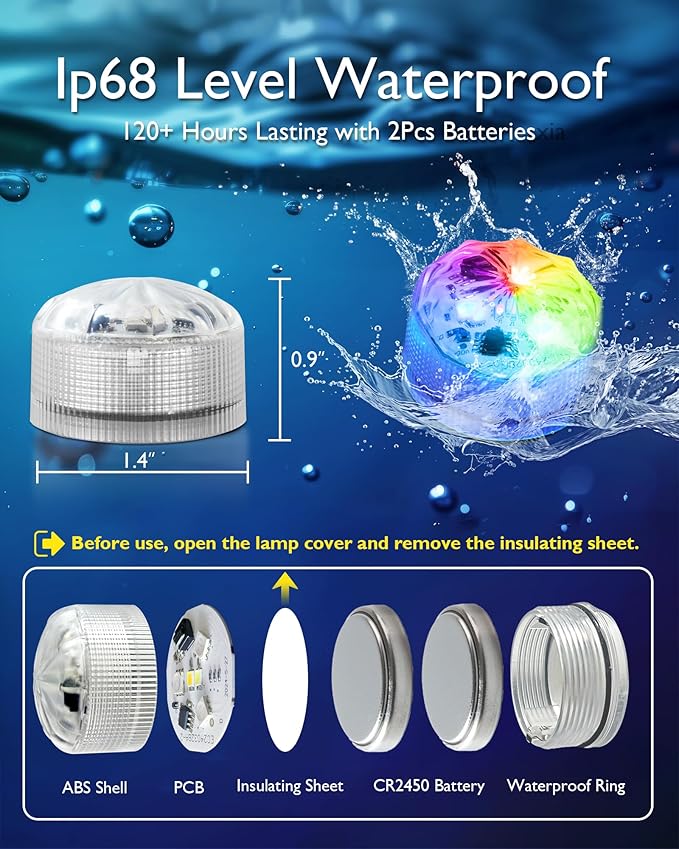 Homemory 10pcs Mini RGB Submersible LED Lights with 2Pack Remote, Multicolor Waterproof Small Tealight Candles Battery Operated Underwater Color Changing EFX Light for Vase, Halloween Lantern Decor