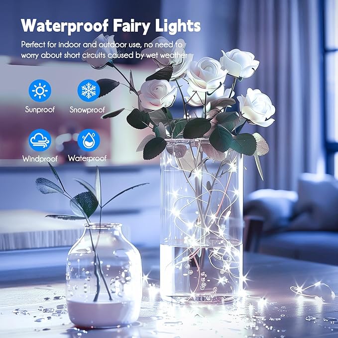 Fairy Lights with Remote, 66 Feet 200 Led Firefly String Lights Plug in for Bedroom Home Wall Ceiling Christmas Tree Wreath Craft Wedding Party Indoor Outdoor Decoration, Pure White