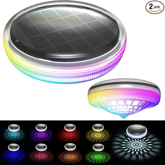 Solar Floating Pool Lights – Waterproof LED Pool Lights That Float with Remote, 9 Colors & 3 Modes, Tether-Ready Design, Auto-On at Dusk for Hot Tub, Garden, Party, Pond Decor, Ground Pool (2 Pack)