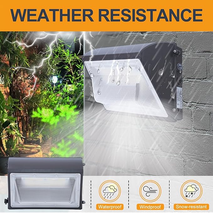 150W LED Wall Pack Light with Photocell 2Pack, 4000/5000/6500K 3CCT, 80/100/120/150W Selectable, Commercial Security Lighting Outdoor LED Wall Lights for Parking Lot Warehouse Barn 100-277V ETL Listed