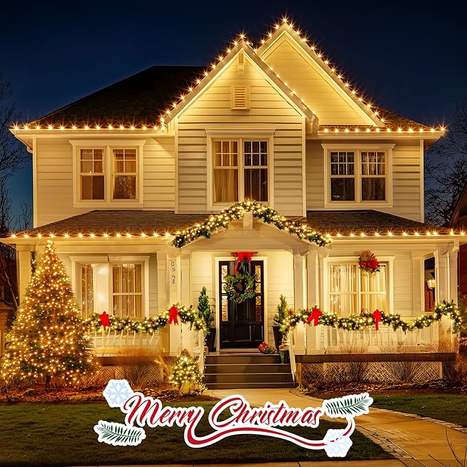 C9 Clear Christmas String Light Set, 100 Feet Vintage Christmas Tree Lights, Outdoor Roofline String Lights with 100 Clear Bulbs for Patio Garden Holiday Indoor Home Decorating, Not Connectable