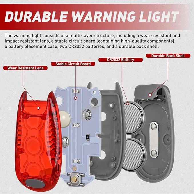 Nilight LED Safety Light 4PCS Red Marine Navigation Bike Tail Lights Three Modes Waterproof Reflective Gear Clip On Flash Strobe Indicator Lamp for Night Boating Fishing Cycling Jogging