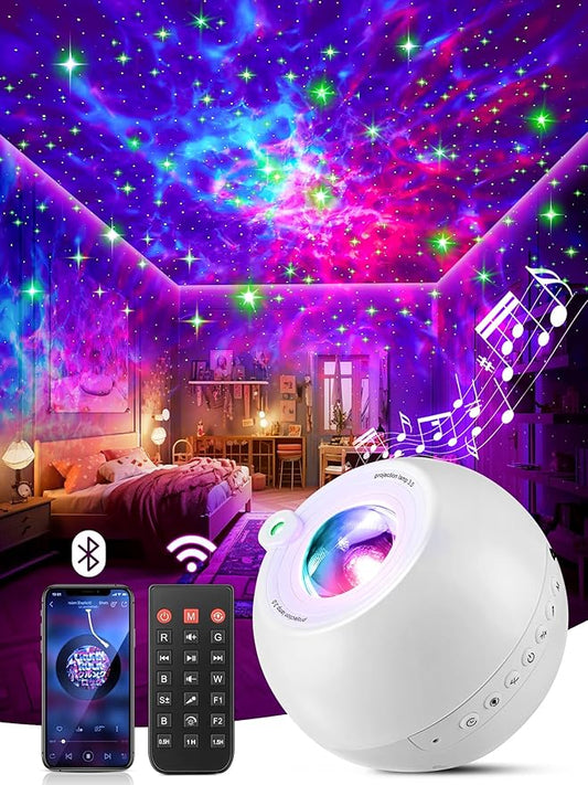 One Fire Galaxy Projector for Bedroom, 15 Colors+15 White Noise+ Bluetooth Star Projector Night Light for Kids Christmas Gifts for Teen Boys Gifts Women Gifts for Teenage Room Decor Girls Lava Lamp