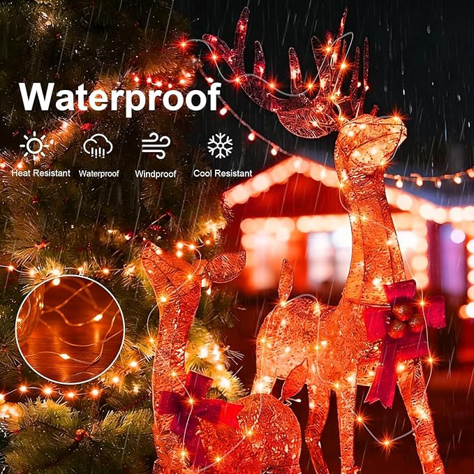 AIKEI 6 Pack LED Fairy Lights with Timer Battery Operated, Mini String Lights with Remote Waterproof 7ft 20 Led Firefly Starry Lighting for Wedding Party Bedroom Garden Christmas Decoration Orange